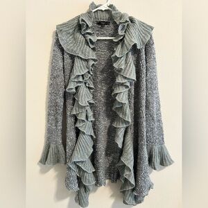 Sioni Gray Ruffled Cardigan